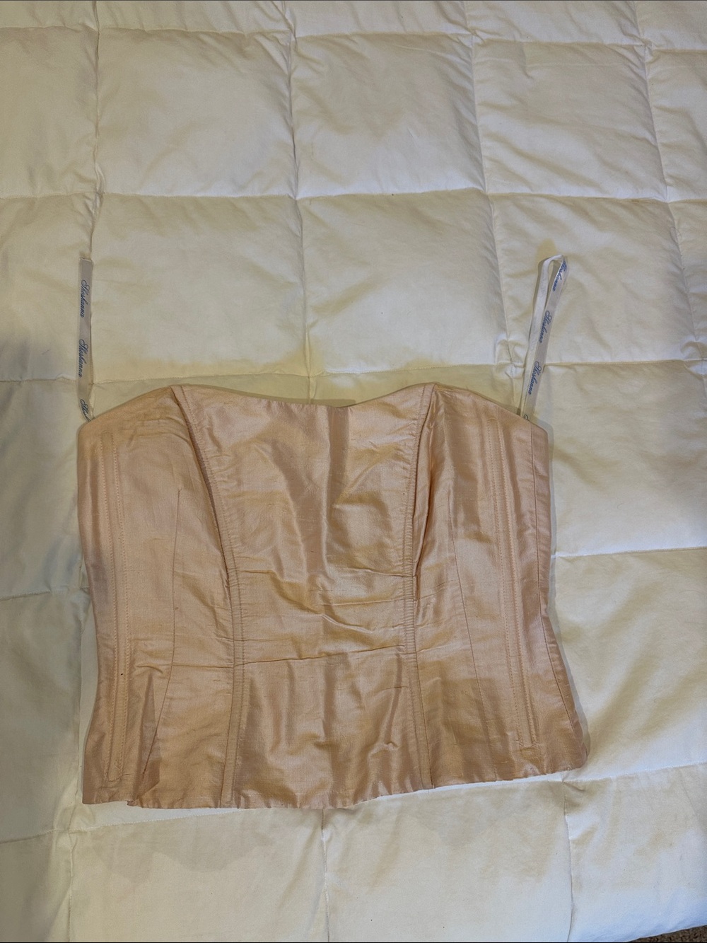Shoshanna Blush Satin Corset Top with Removable Straps
